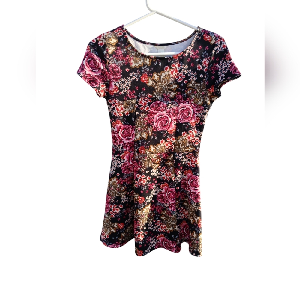 Floral Black and Pink Dress